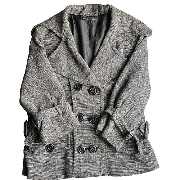 Miss Me Collection Pea Coat Women’s Small Heathered gray Double Breasted Jacket - Picture 1 of 16